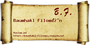 Baumhakl Filomén névjegykártya